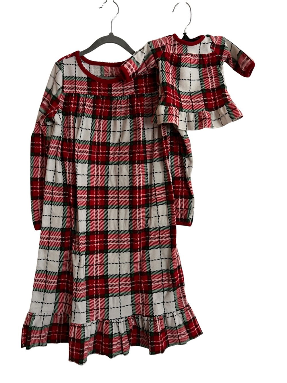 Carter’s plaid fleece nightgown and doll nightgown